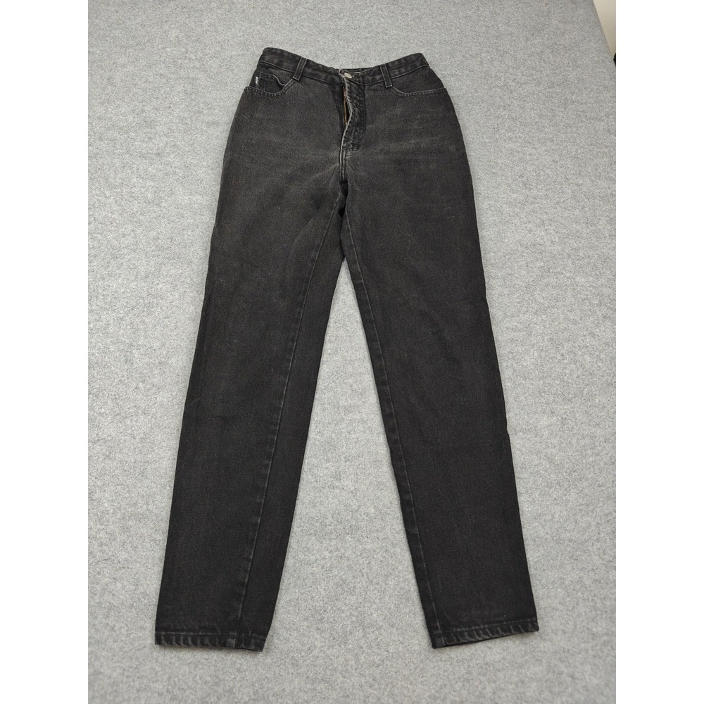 Vintage Bongo Jeans Juniors 9 Black Charcoal Wash High Rise Tapered Denim USA